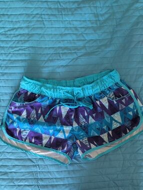 Term'it Women’s Board Shorts Swimming Geometric Blue Purple Athletic Size S